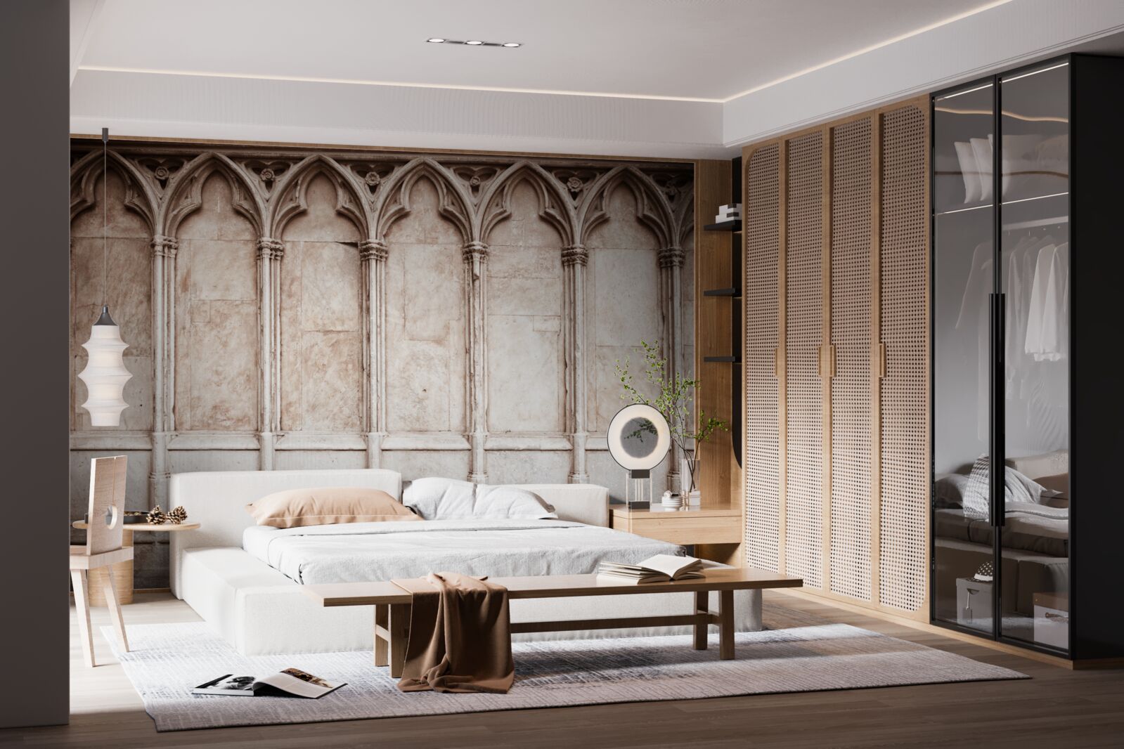 Papier peint arcs en pierre de style gothique