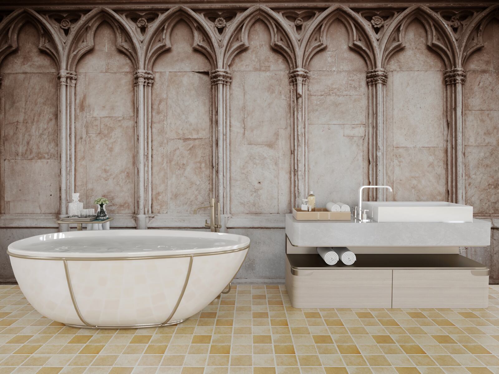 Papier peint arcs en pierre de style gothique