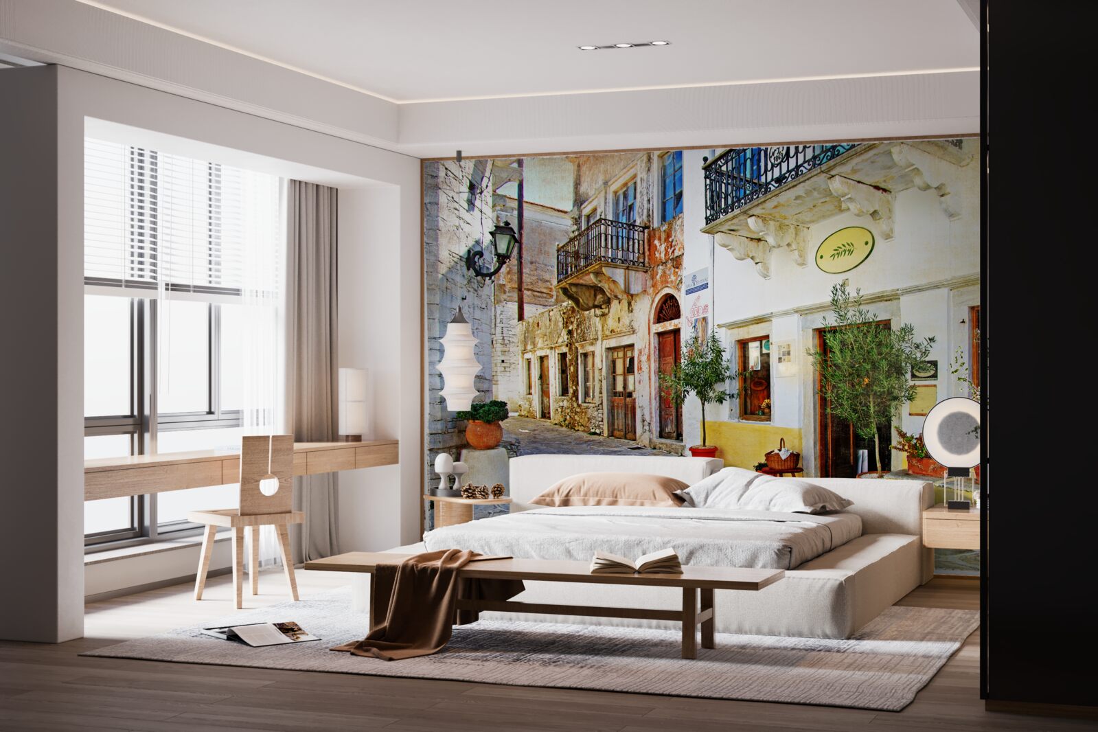 Papier peint faire des achats dans l'ancienne rue commerçante