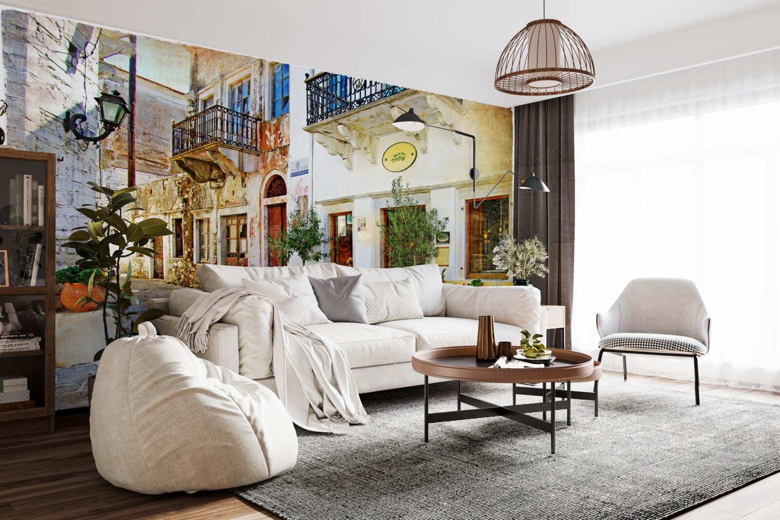 Papier peint faire des achats dans l'ancienne rue commerçante