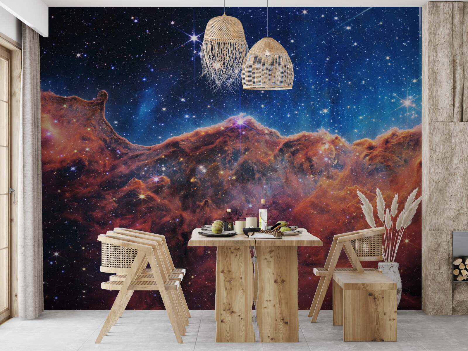 Papier peint nuages cosmiques étoilés