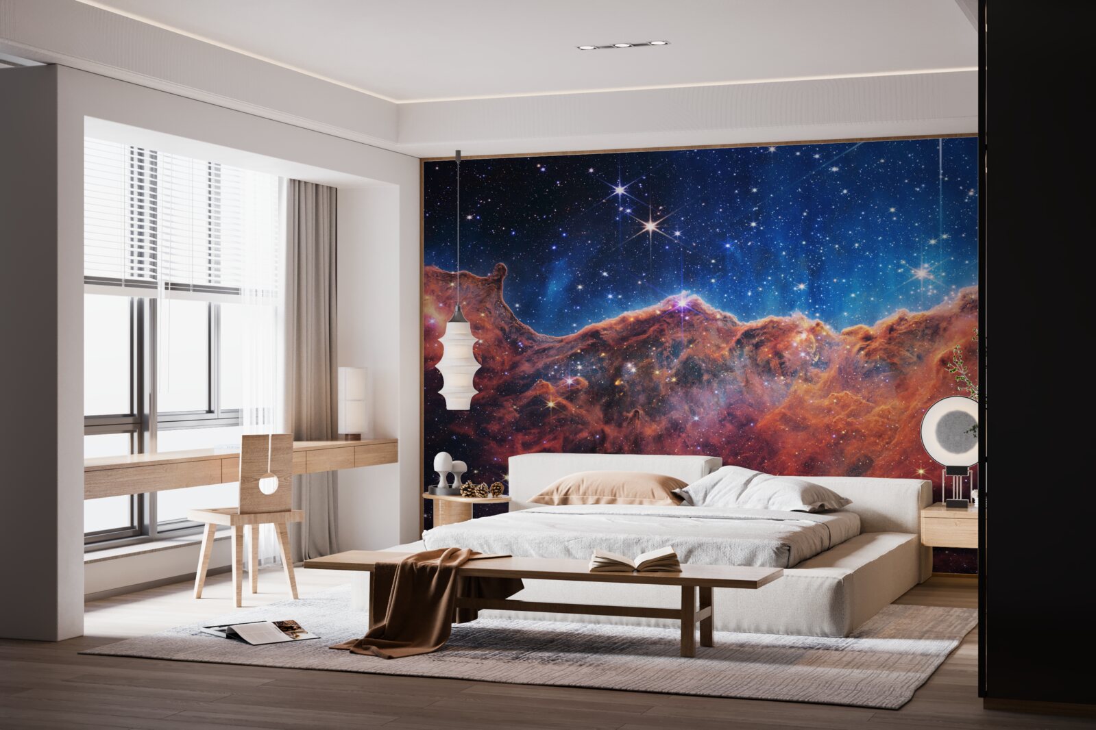 Papier peint nuages cosmiques étoilés