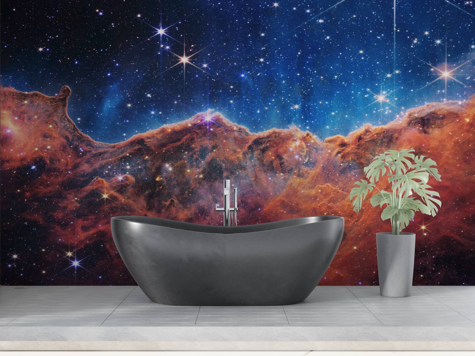 Papier peint nuages cosmiques étoilés