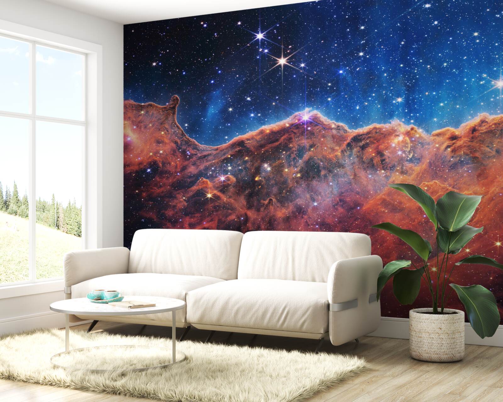 Papier peint nuages cosmiques étoilés