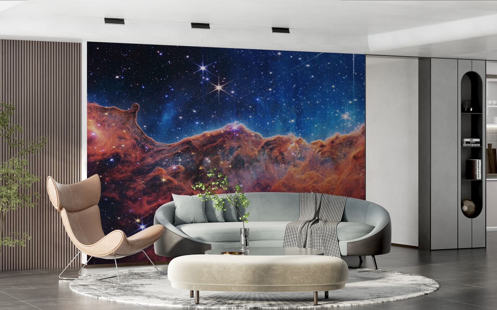 Papier peint nuages cosmiques étoilés
