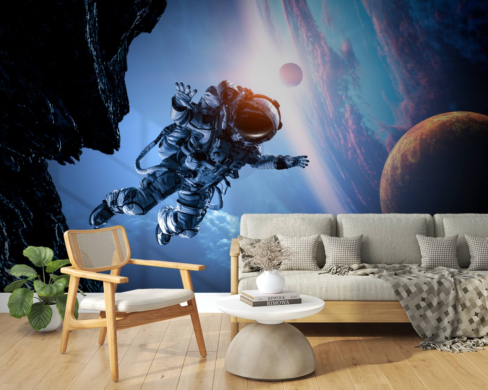 Papier peint astronaute dans l'univers