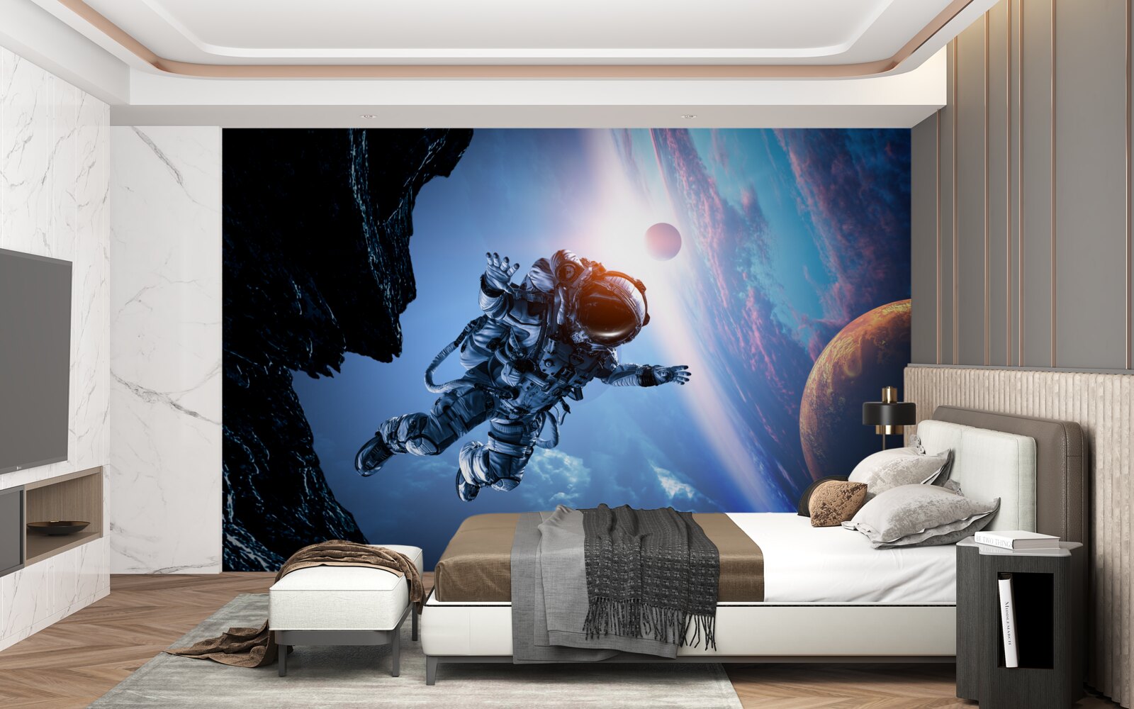 Papier peint astronaute dans l'univers