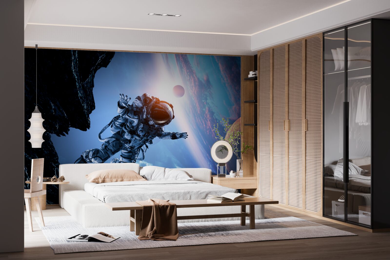 Papier peint astronaute dans l'univers