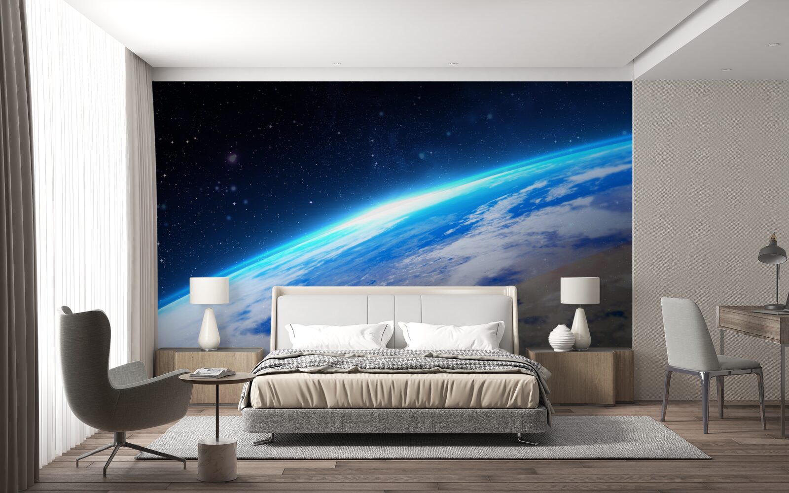 Papier peint la surface de la terre vue de l'espace