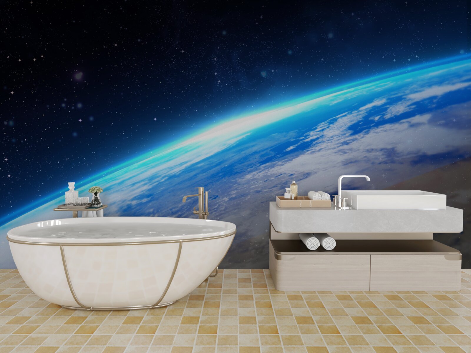 Papier peint la surface de la terre vue de l'espace