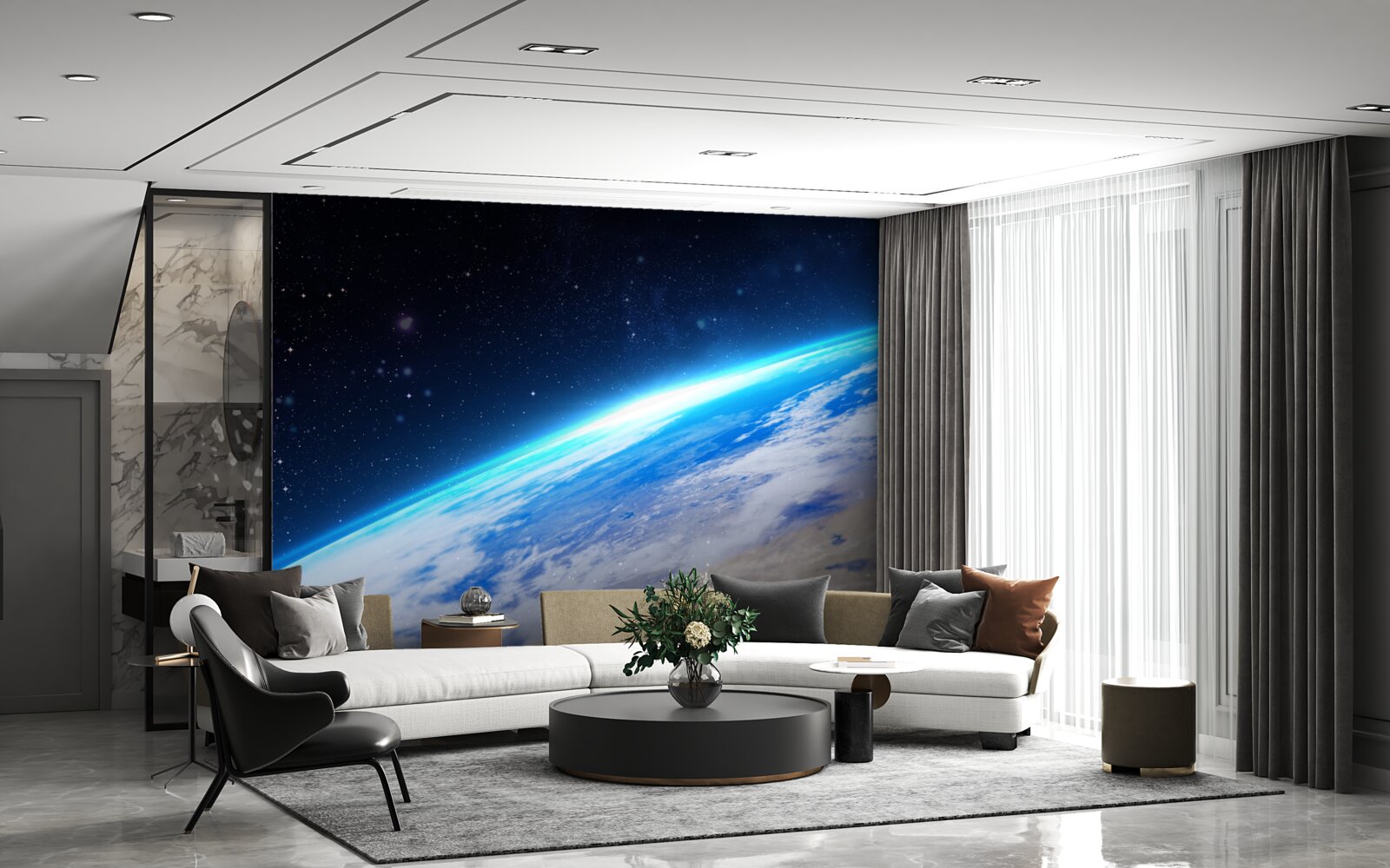 Papier peint la surface de la terre vue de l'espace