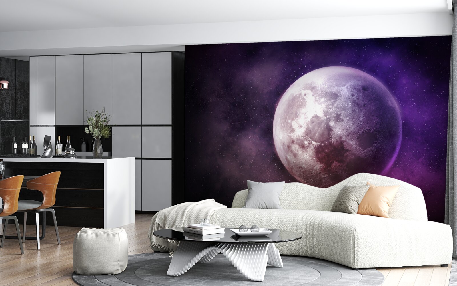 Papier peint nuances violettes de la lune