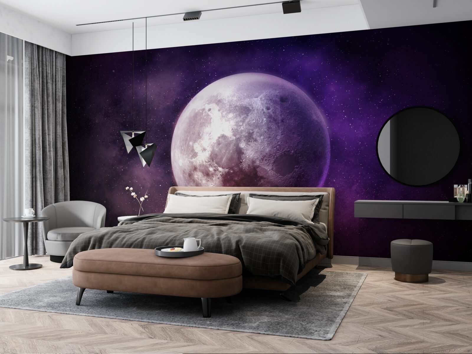 Papier peint nuances violettes de la lune