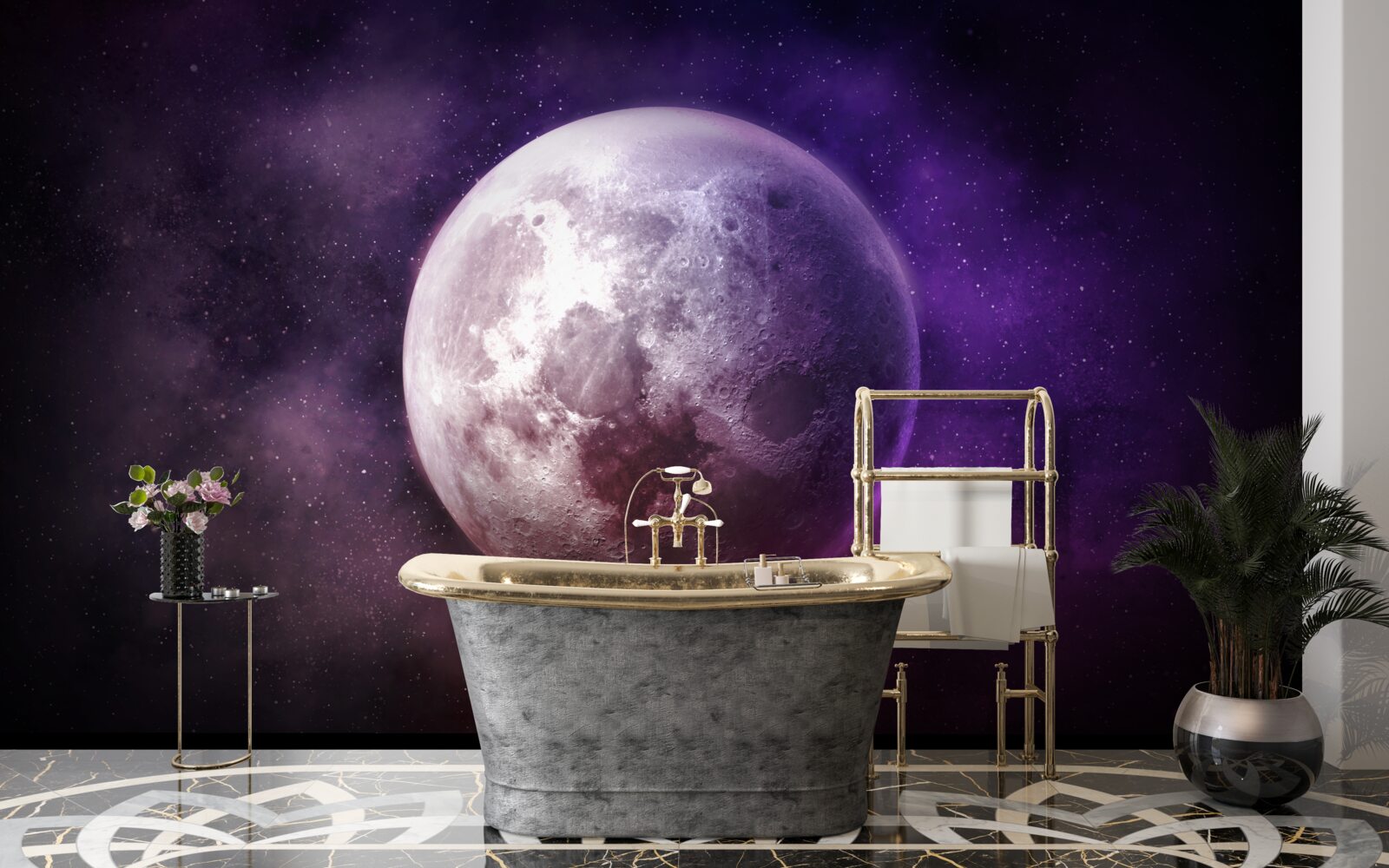 Papier peint nuances violettes de la lune