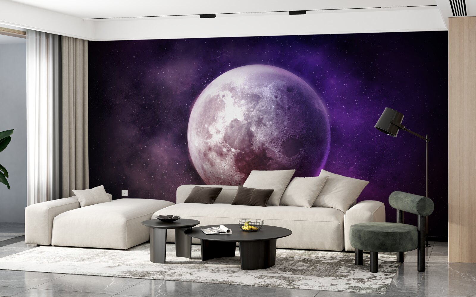 Papier peint nuances violettes de la lune