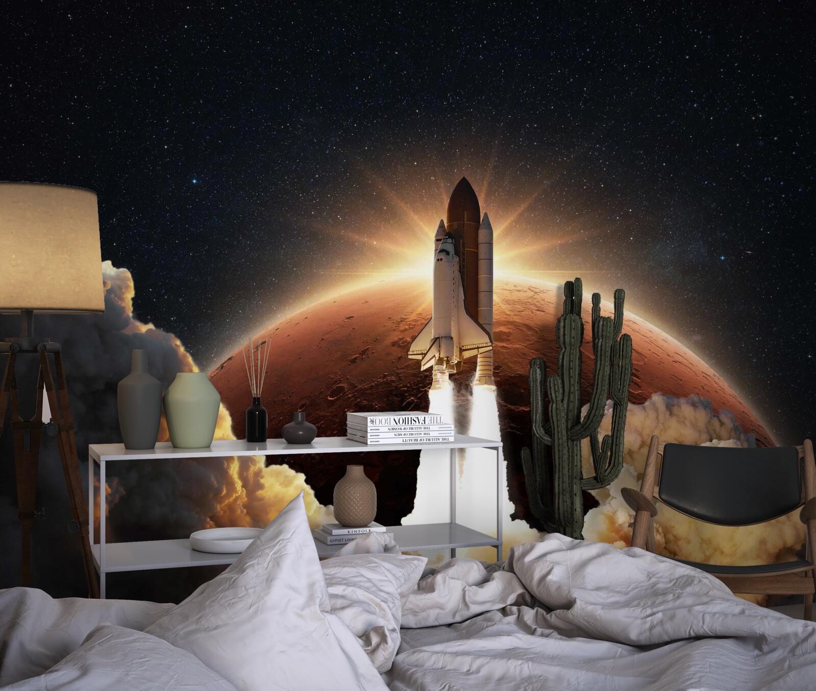 Papier peint voyage dans l'espace du navire