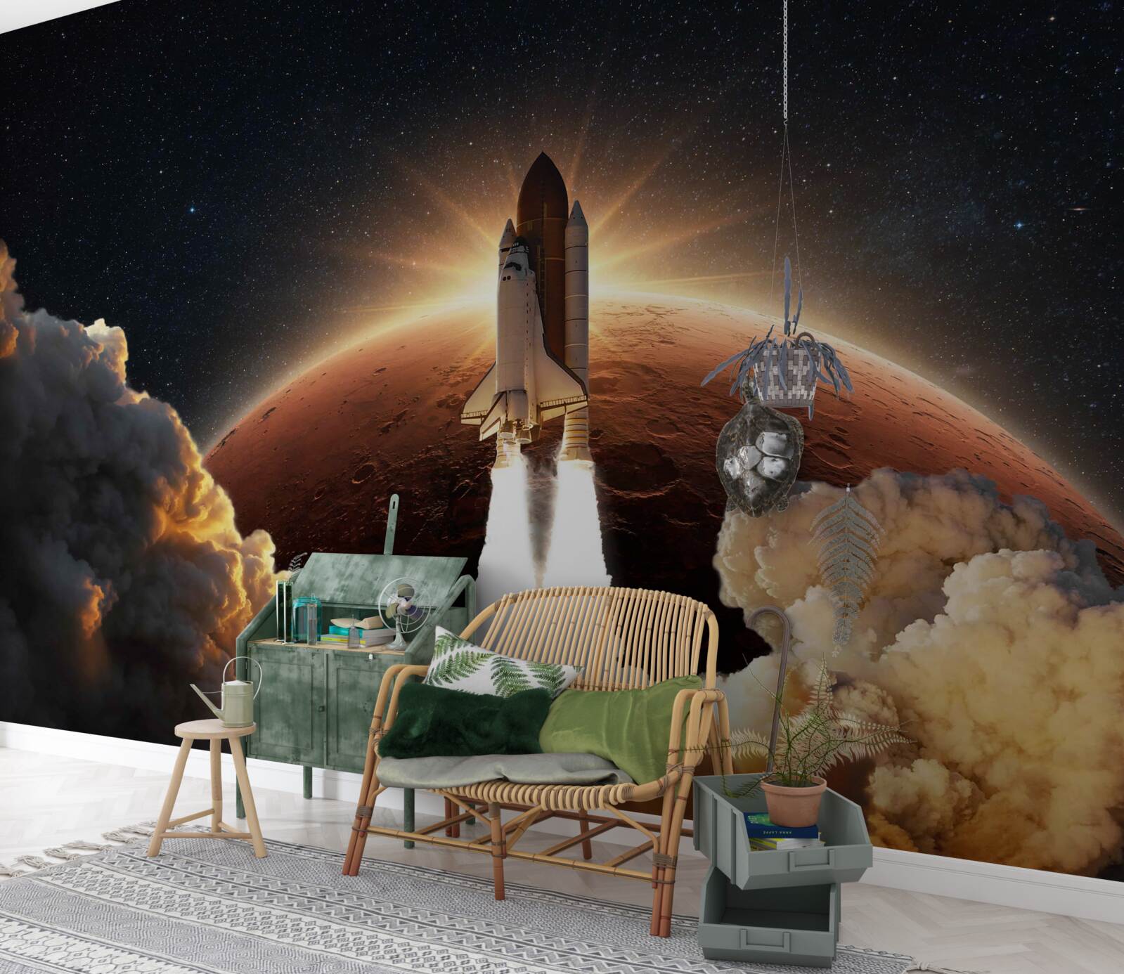 Papier peint voyage dans l'espace du navire