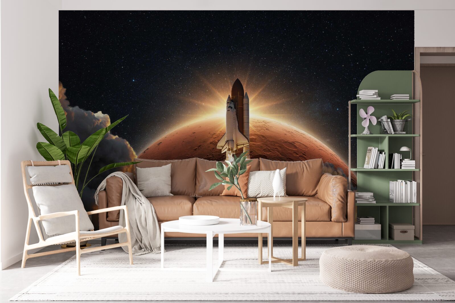 Papier peint voyage dans l'espace du navire