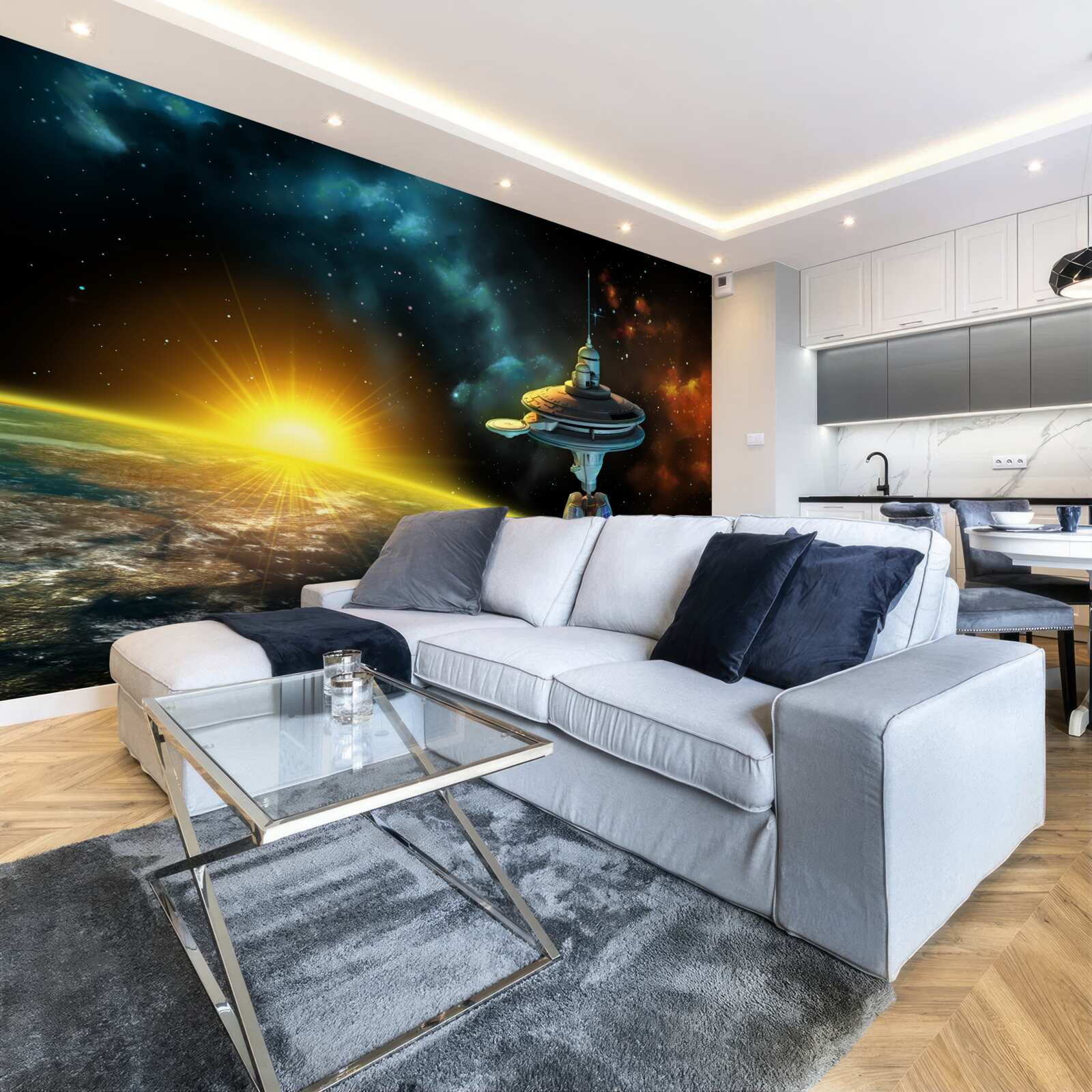 Papier peint station spatiale en orbite