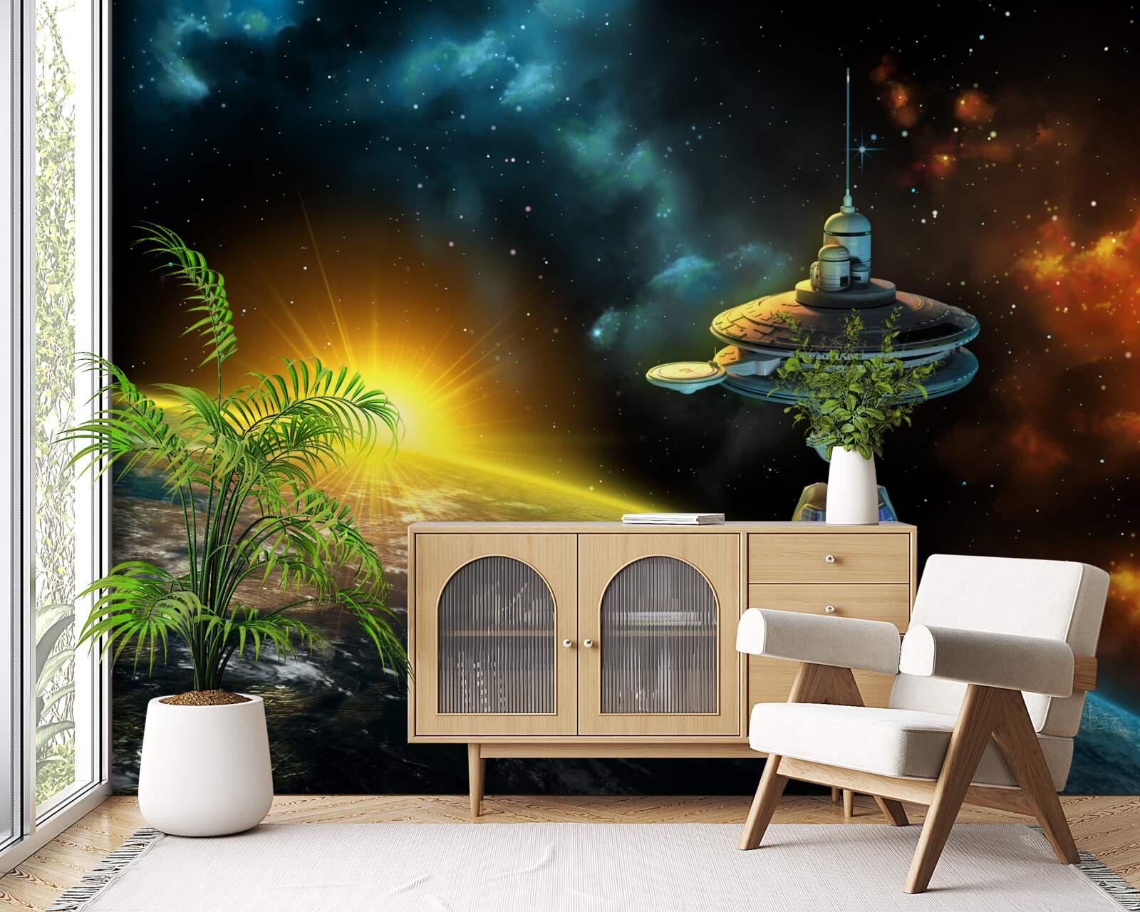 Papier peint station spatiale en orbite