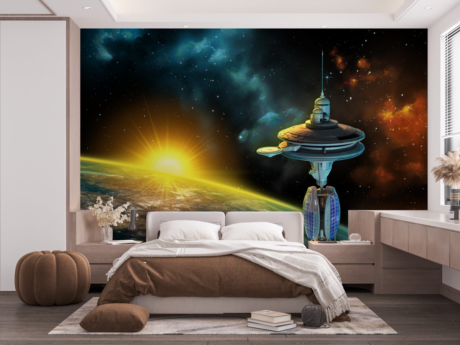 Papier peint station spatiale en orbite