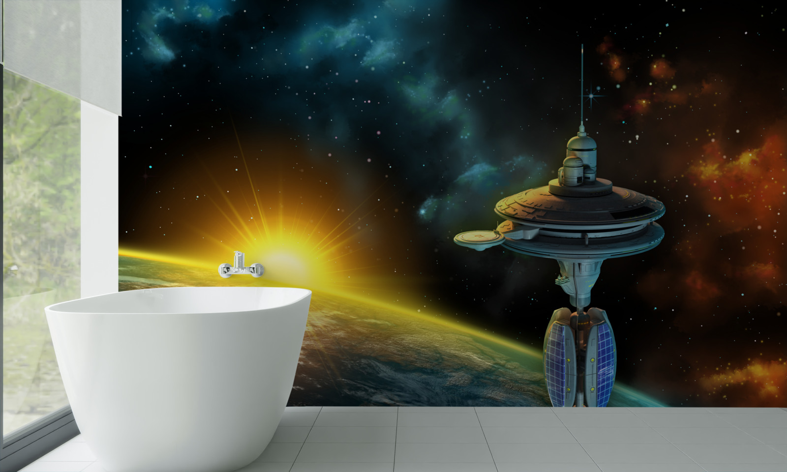 Papier peint station spatiale en orbite