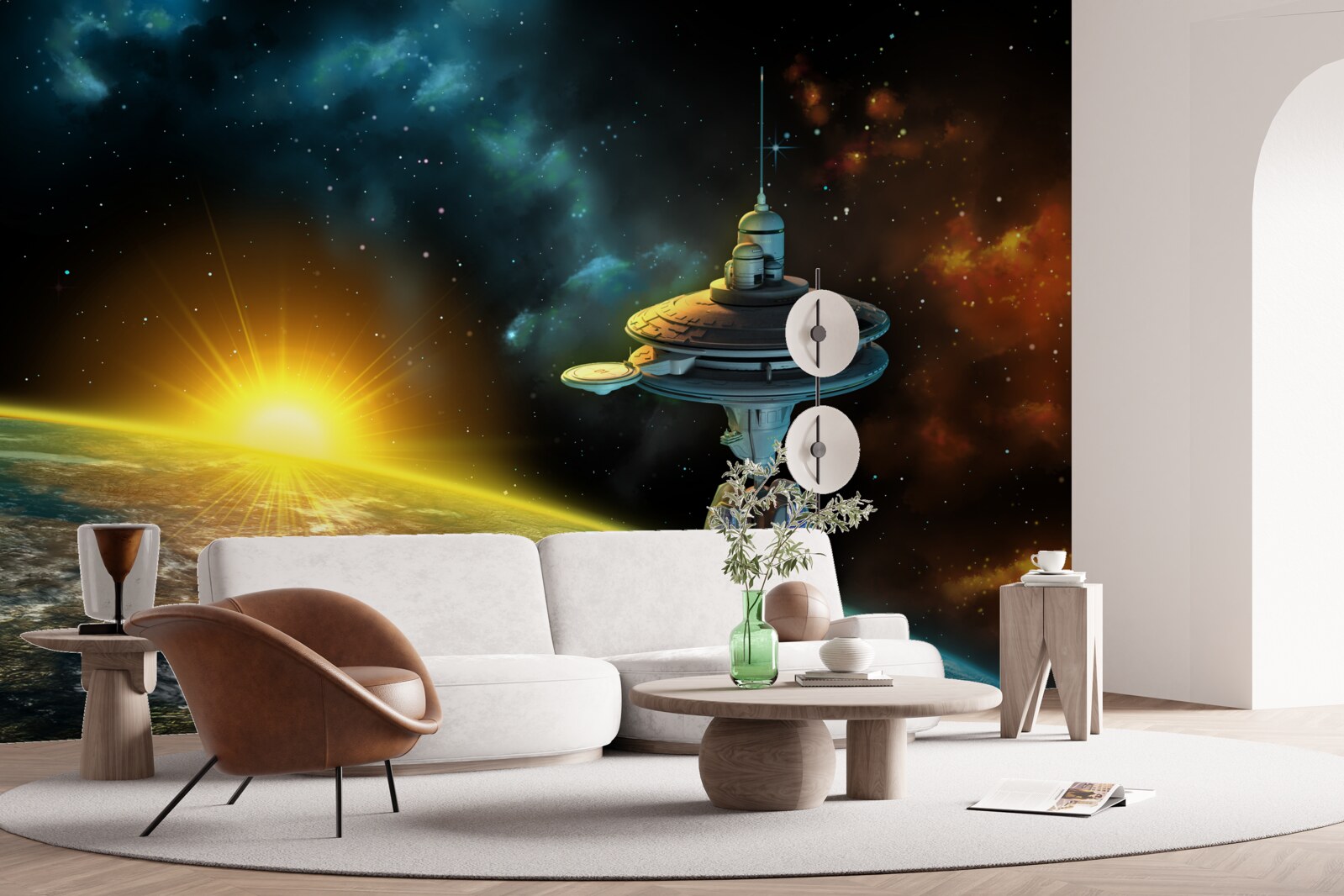 Papier peint station spatiale en orbite