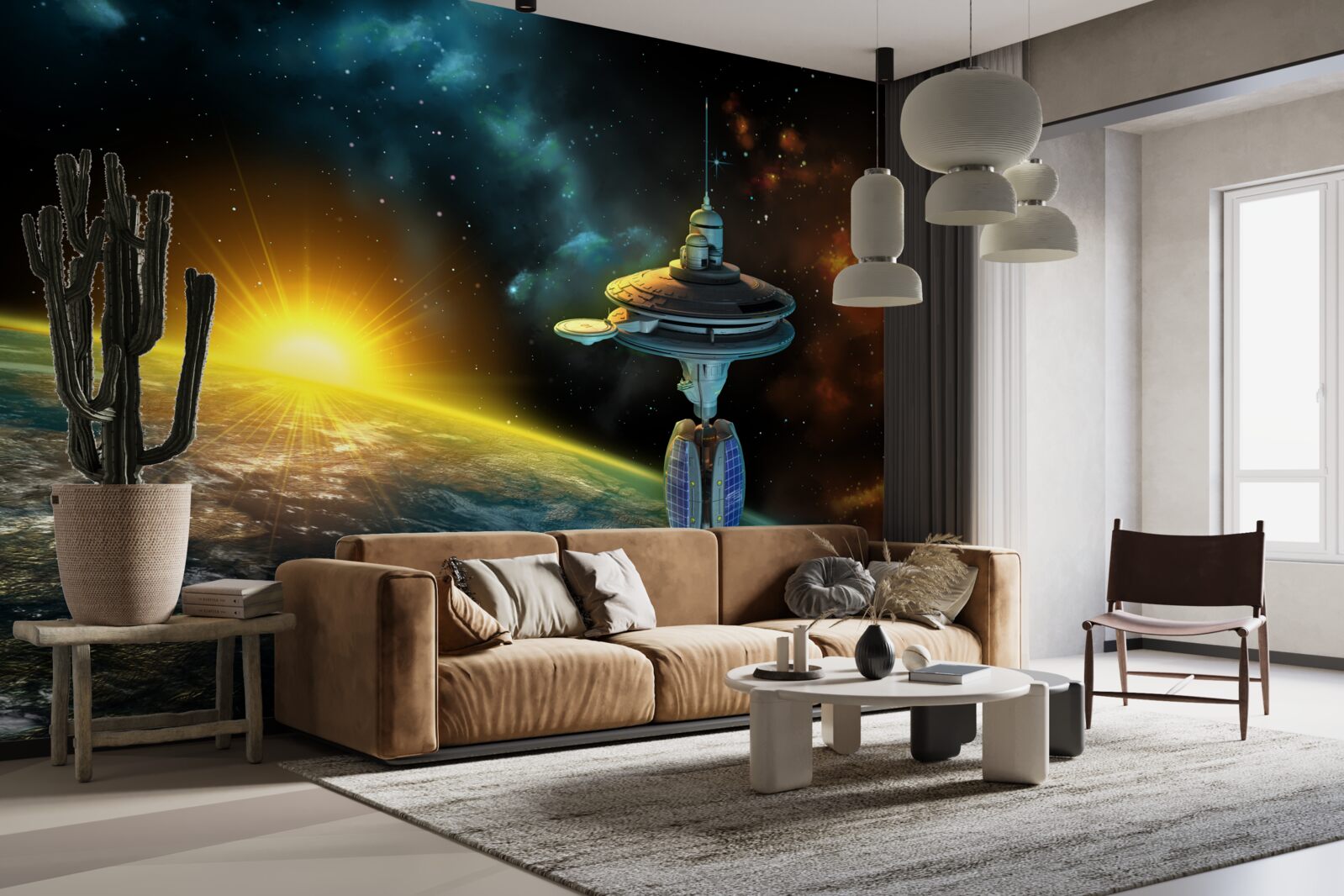 Papier peint station spatiale en orbite