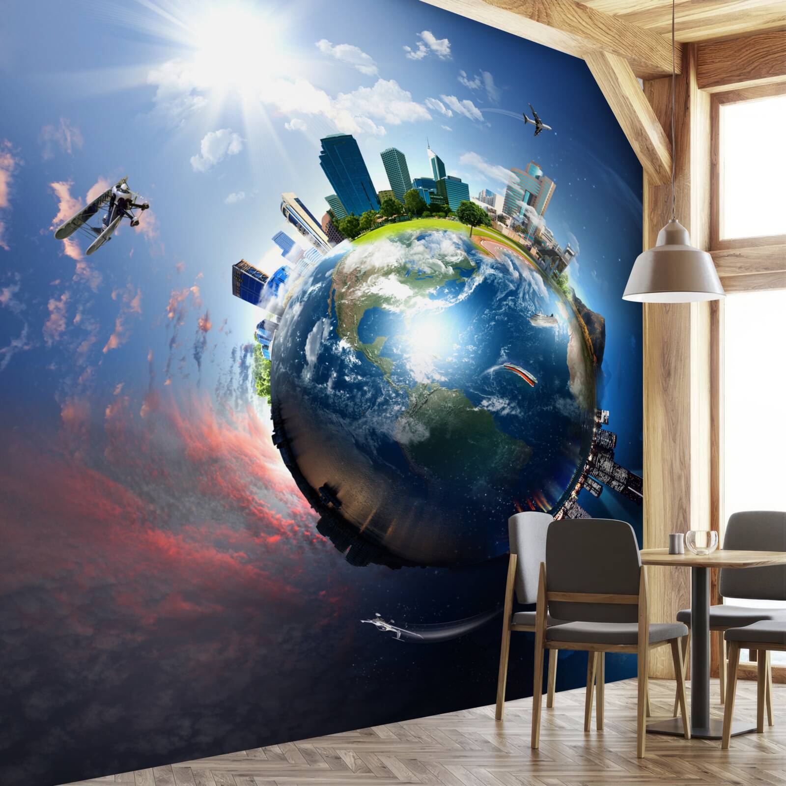 Papier peint globe terrestre modernisé