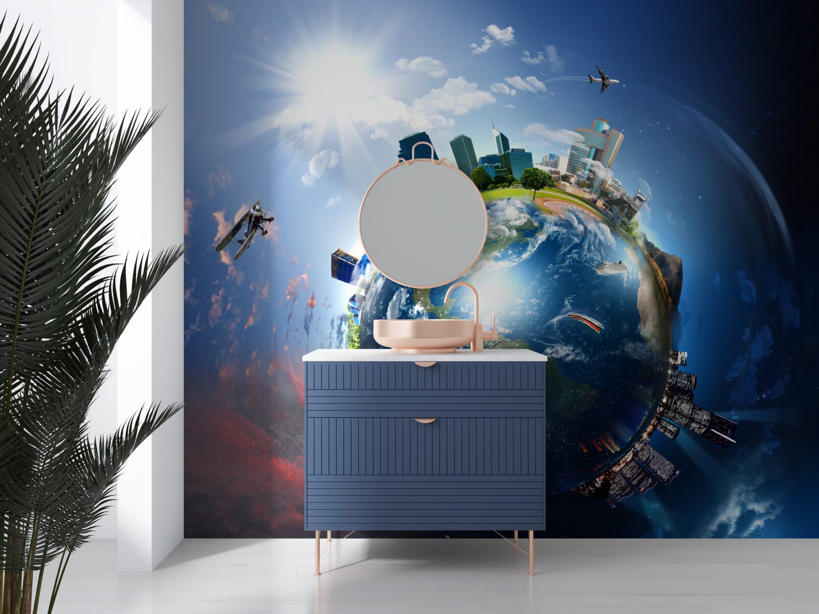 Papier peint globe terrestre modernisé