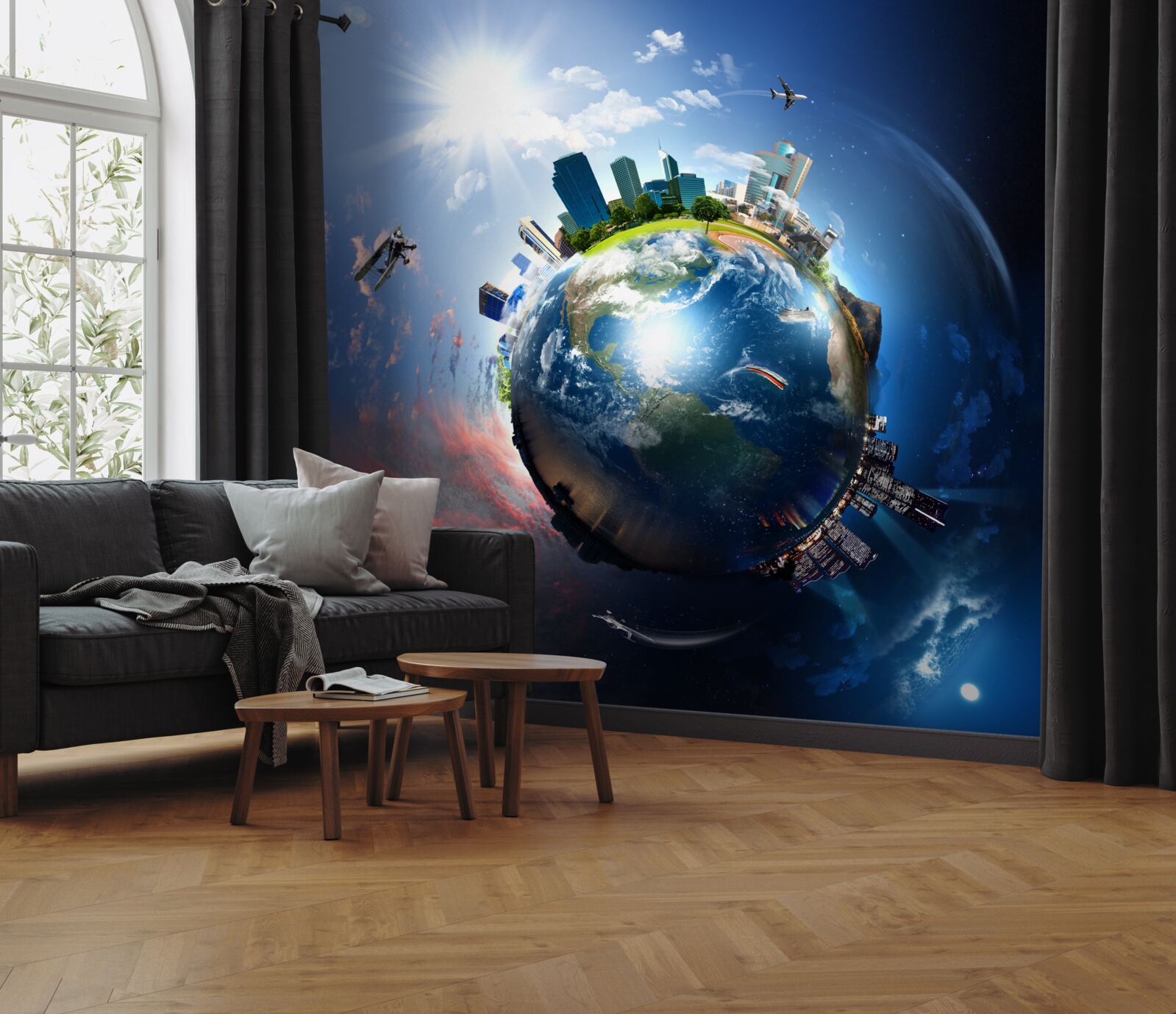 Papier peint globe terrestre modernisé