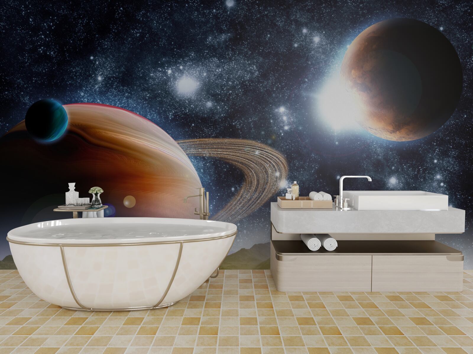 Papier peint espace planètes