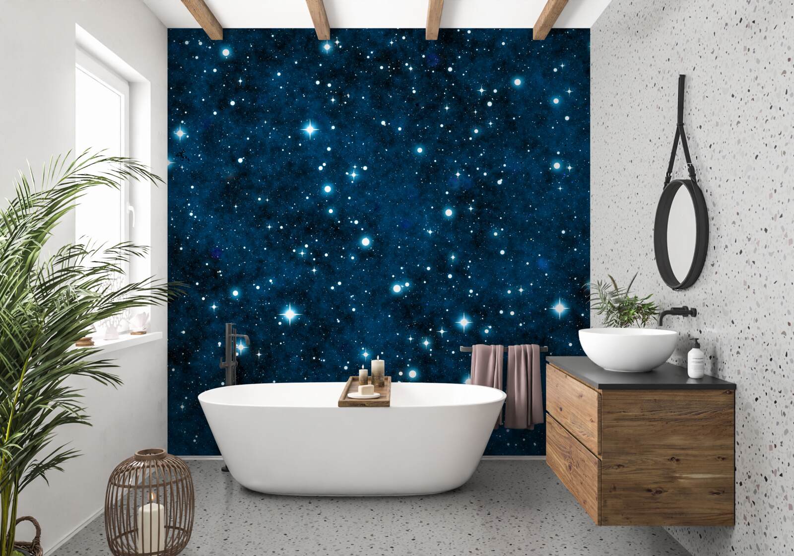 Papier peint les étoiles dans le ciel, grandes et petites