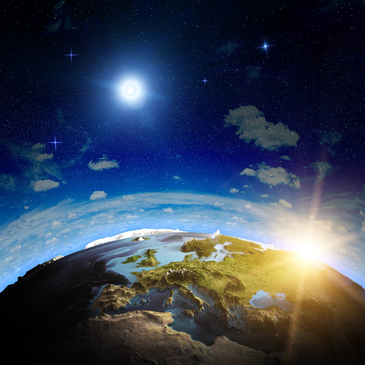 Papier peint le soleil se lève sur la planète