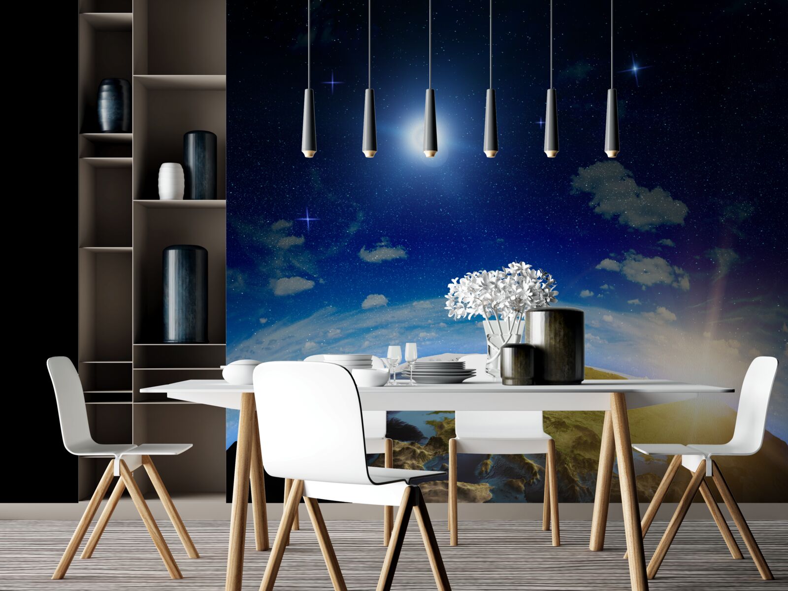 Papier peint le soleil se lève sur la planète