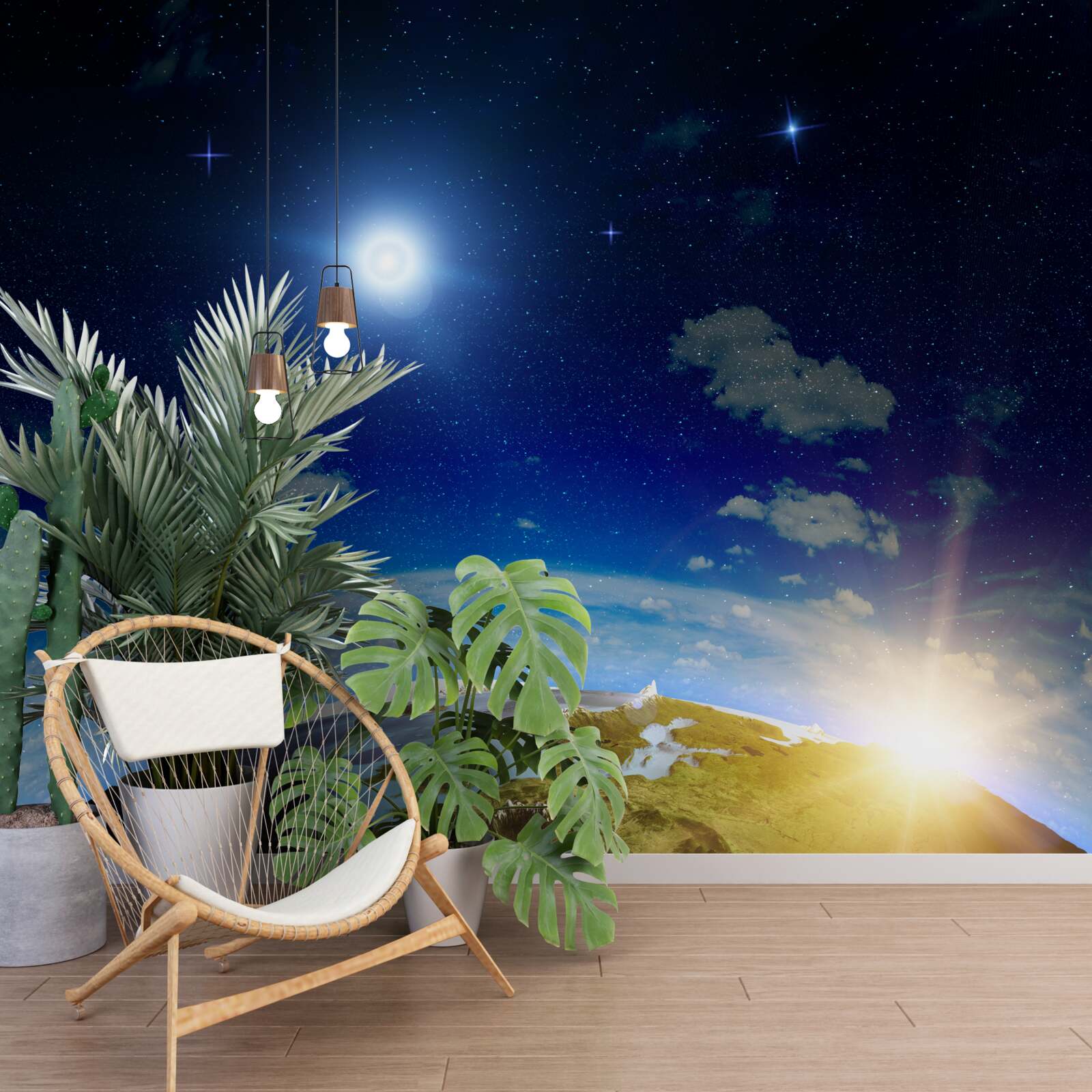 Papier peint le soleil se lève sur la planète