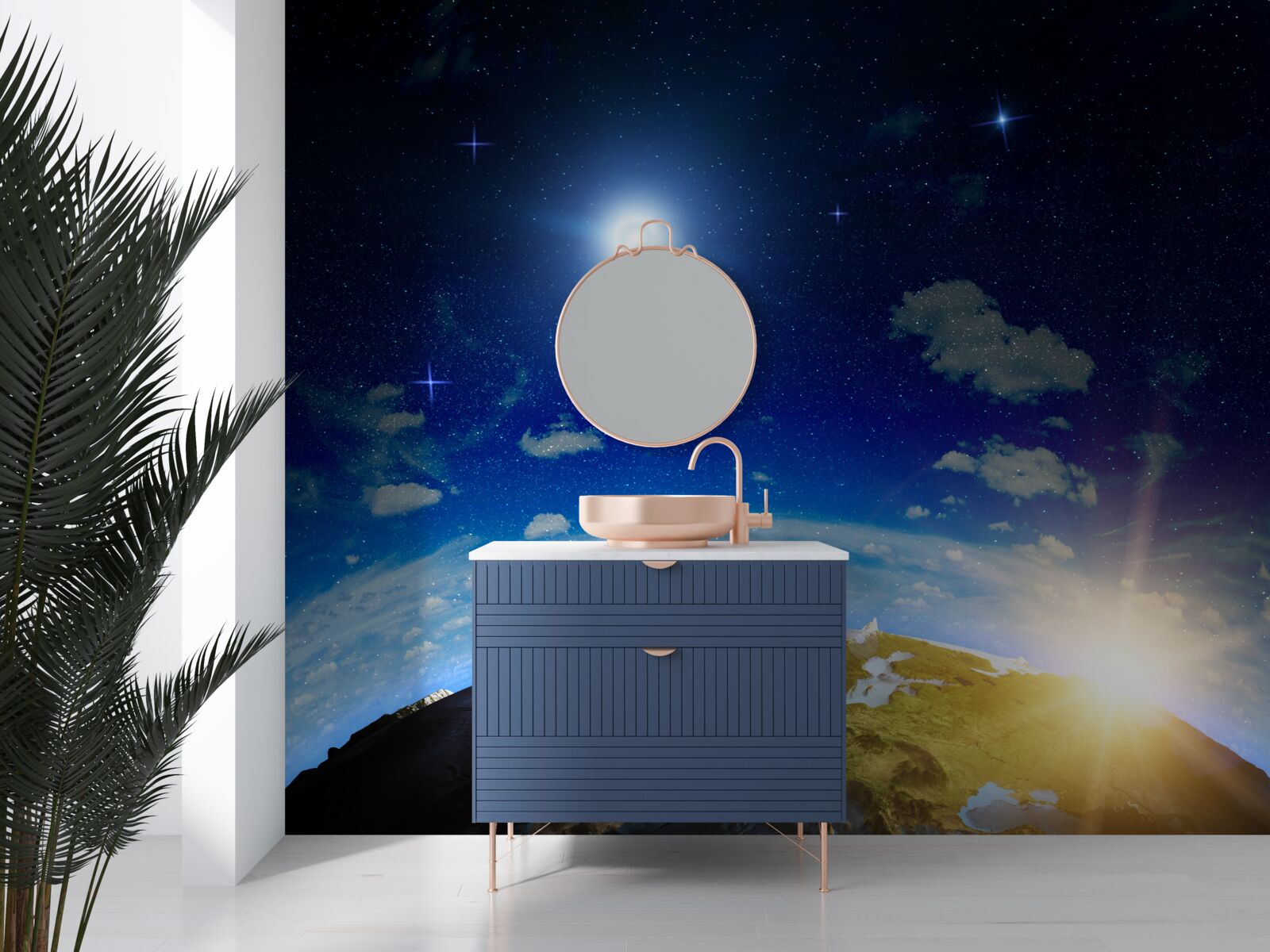 Papier peint le soleil se lève sur la planète