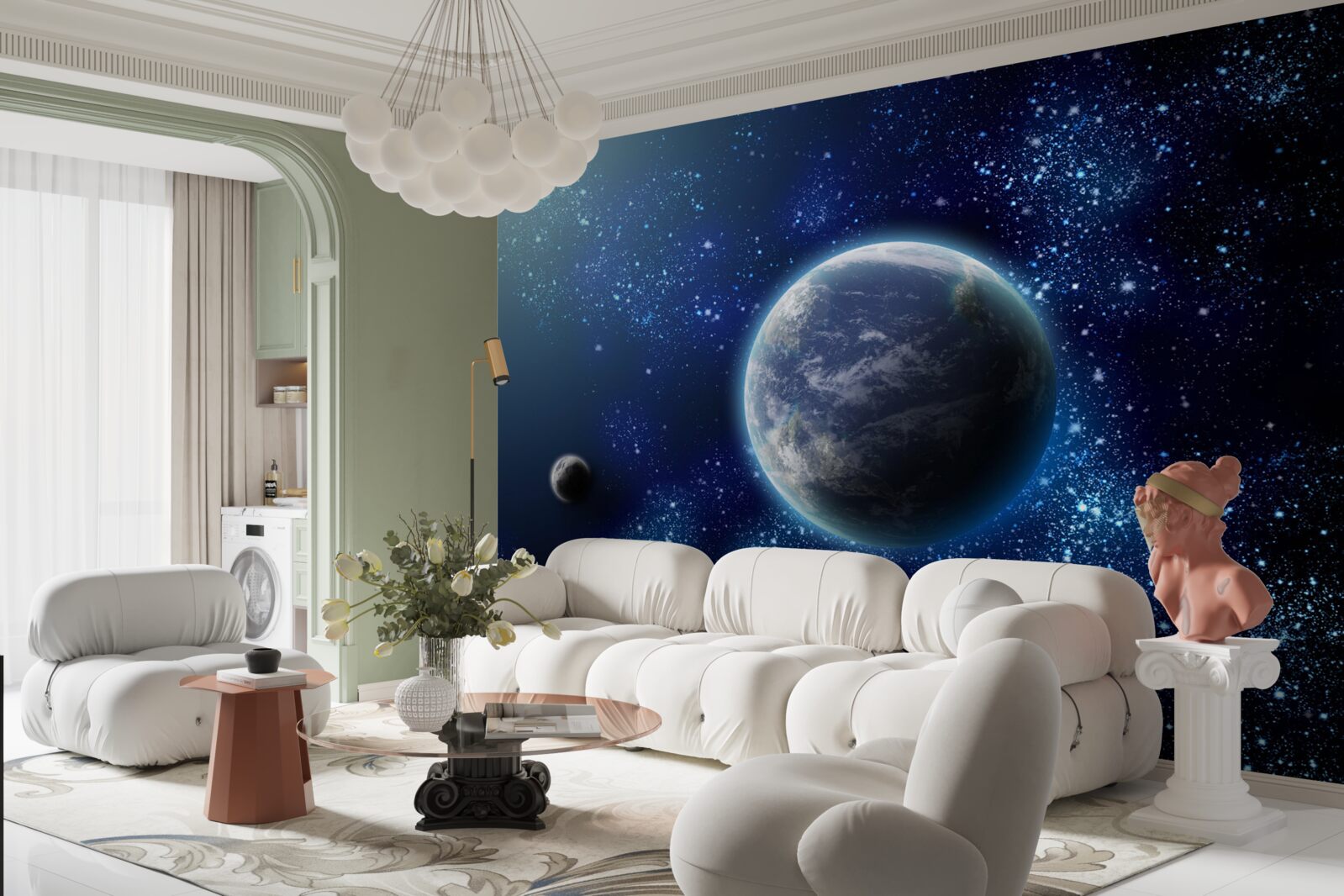 Papier peint l'espace comme toile de fond de la planète