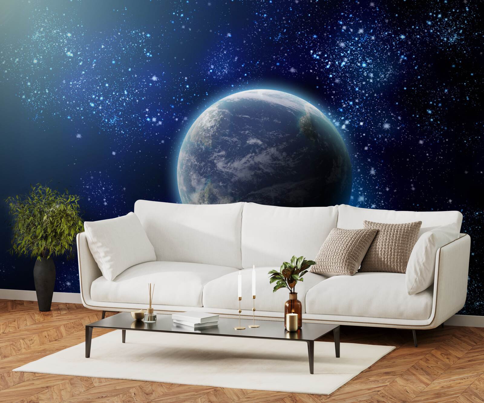 Papier peint l'espace comme toile de fond de la planète