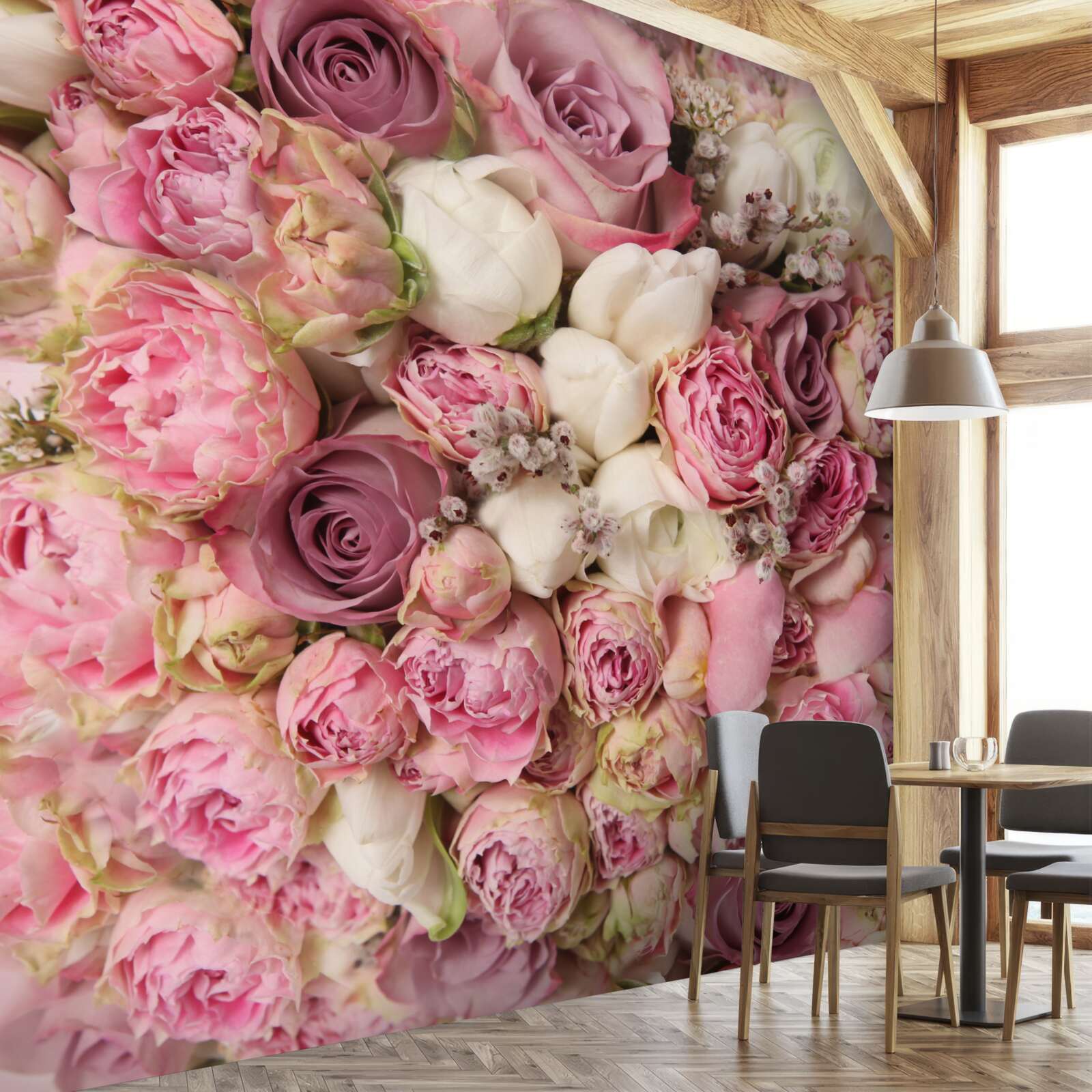 Papier peint un magnifique bouquet de fleurs variées