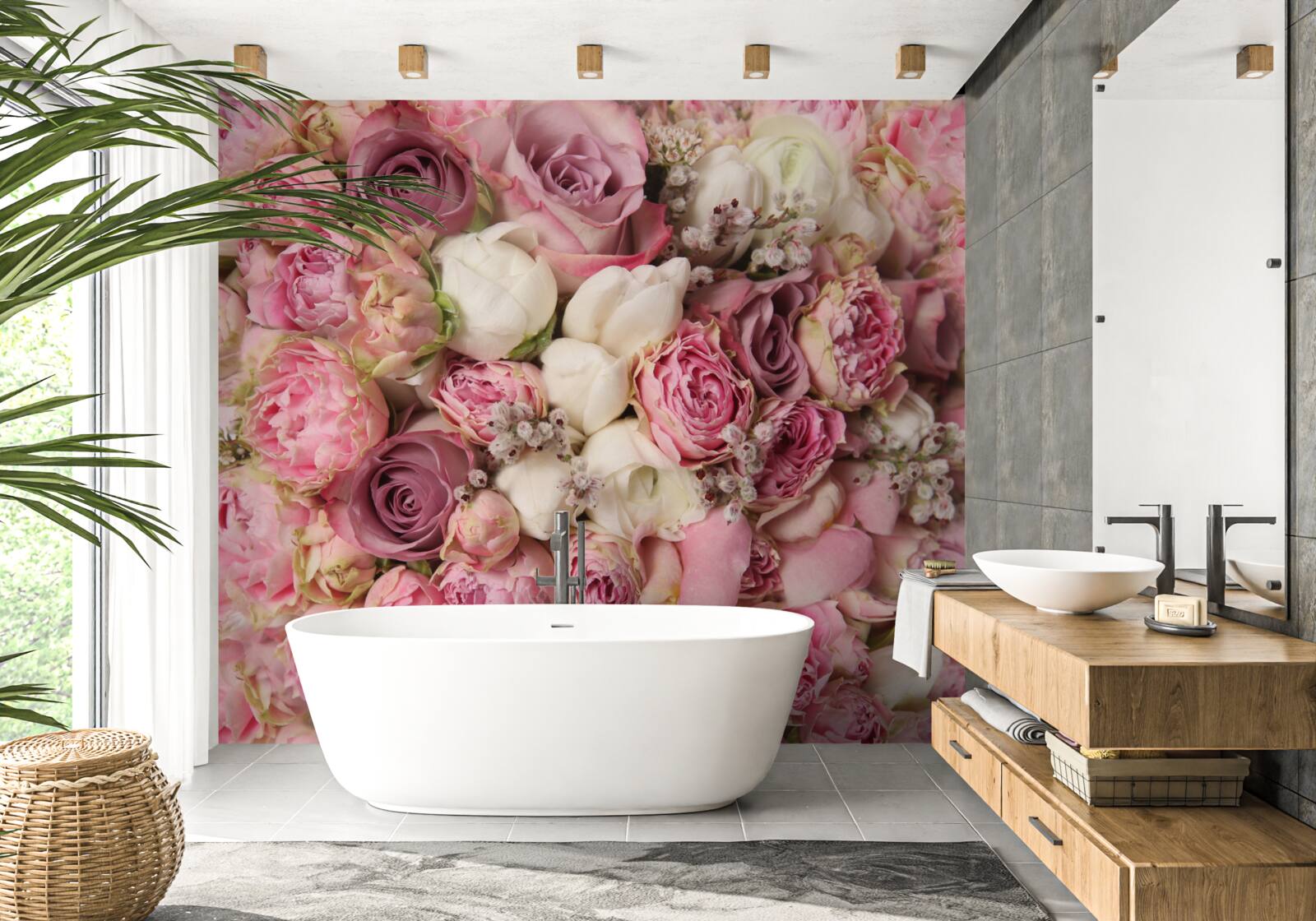 Papier peint un magnifique bouquet de fleurs variées