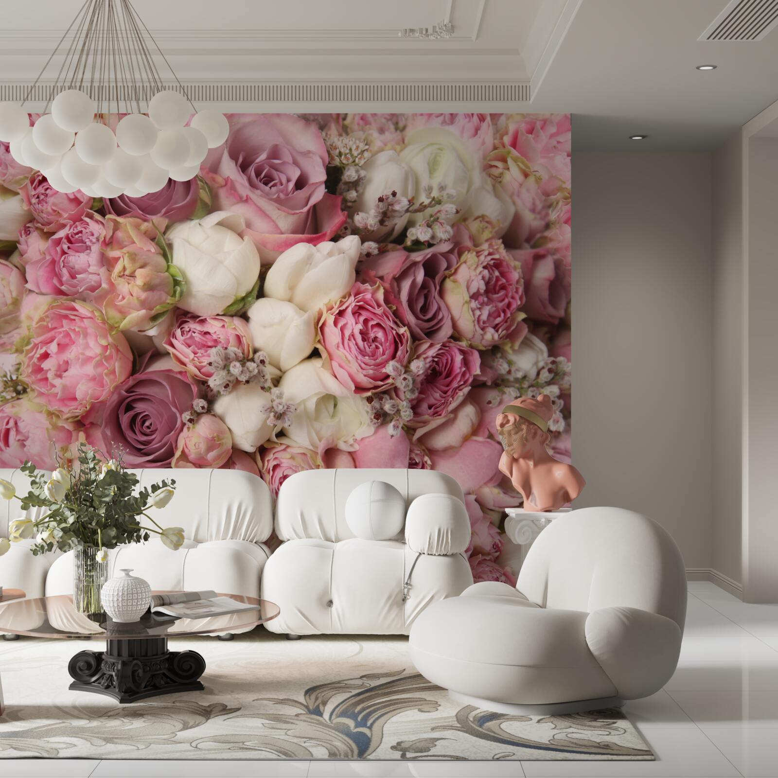 Papier peint un magnifique bouquet de fleurs variées