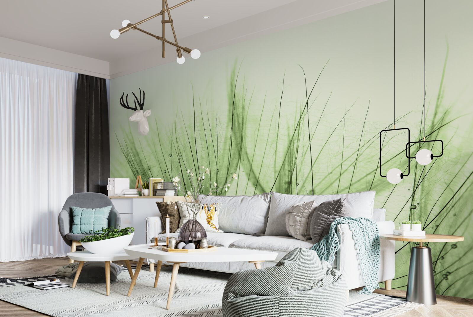 Papier peint collection de pissenlits aériens