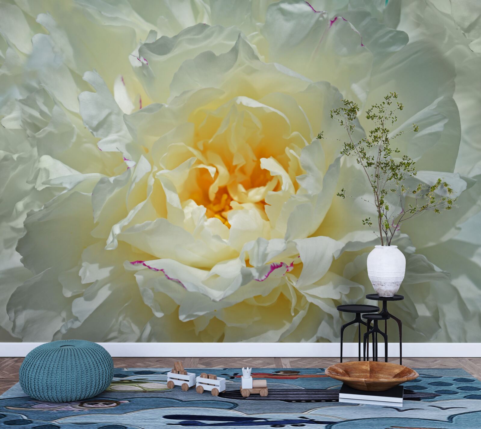 Papier peint image en gros plan d'une pivoine blanche