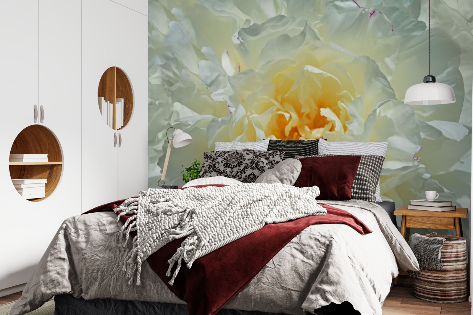 Papier peint image en gros plan d'une pivoine blanche