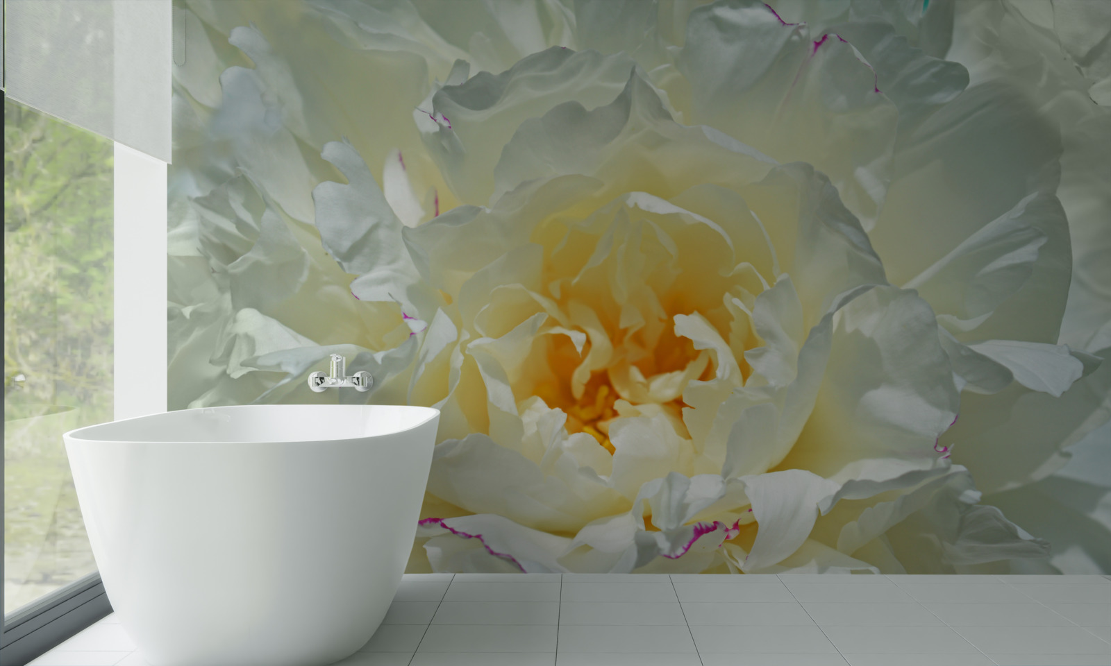 Papier peint image en gros plan d'une pivoine blanche