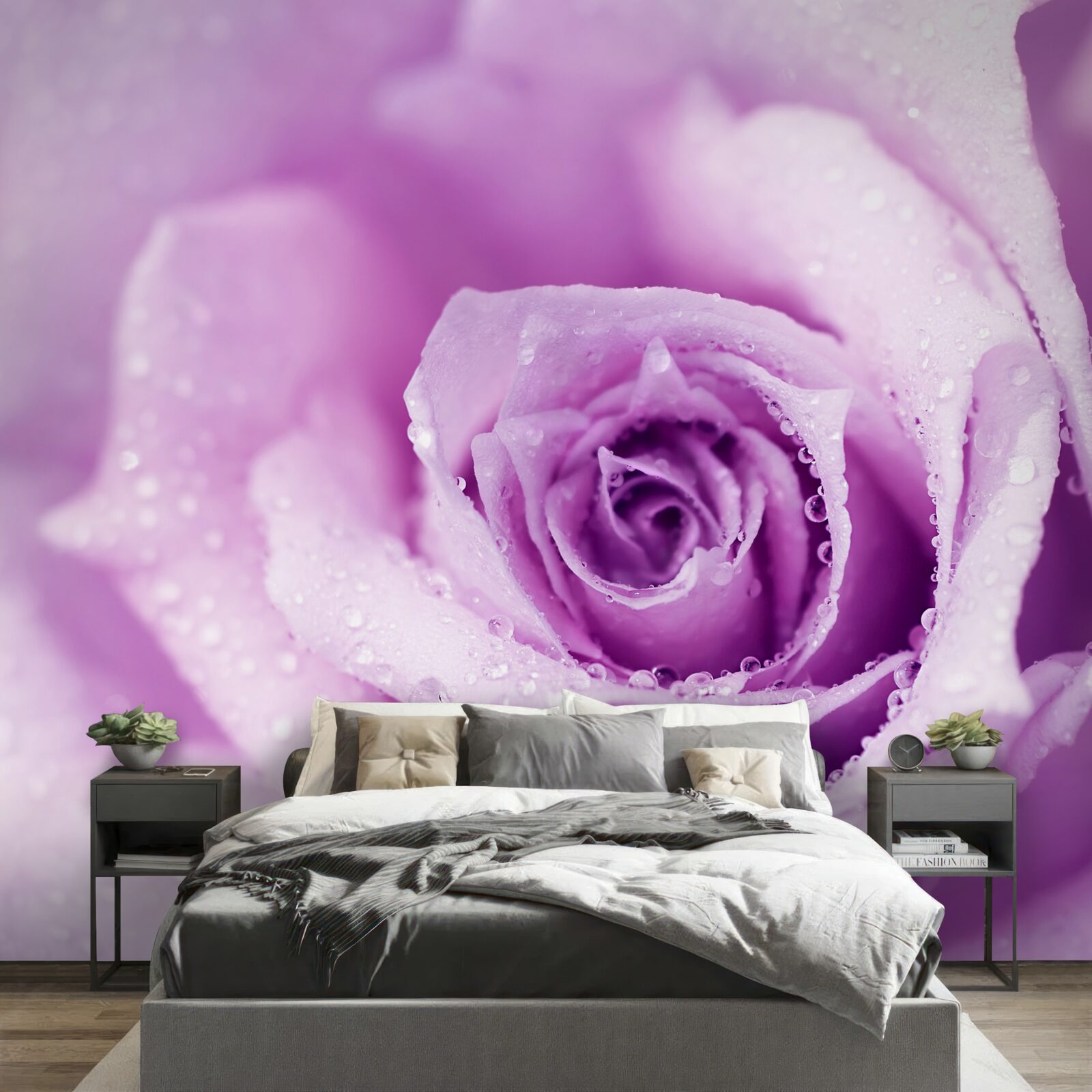 Papier peint rose avec une teinte lilas après la pluie