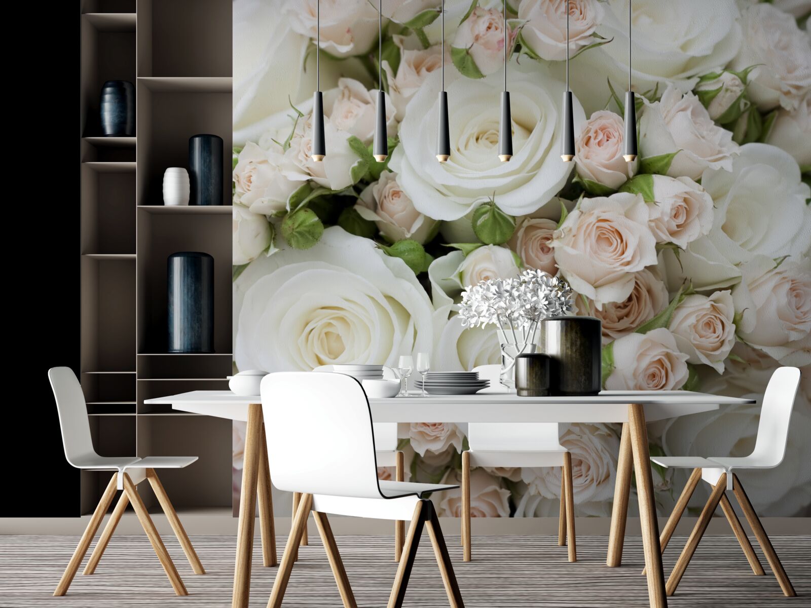 Papier peint le bouquet contient des roses en spray de couleur beige et blanche