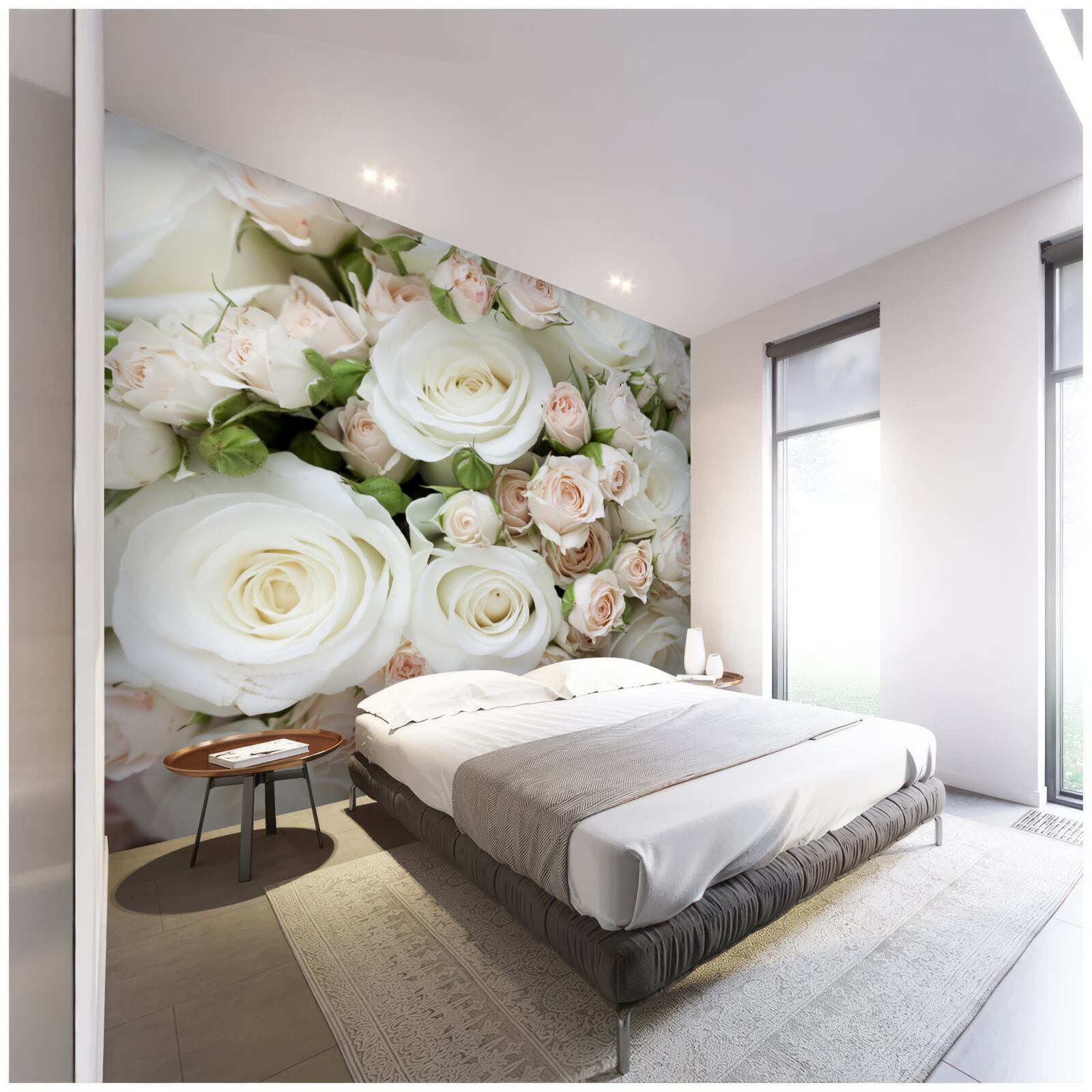 Papier peint le bouquet contient des roses en spray de couleur beige et blanche