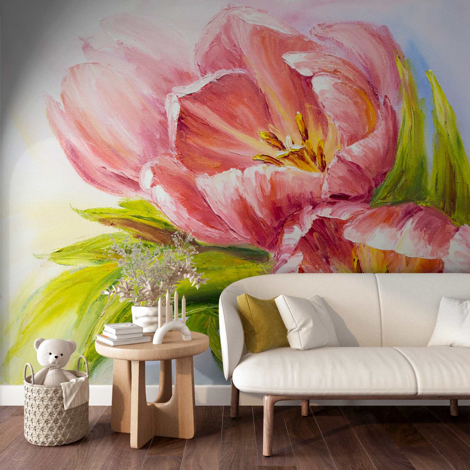 Papier peint tulipes dessinées avec beaucoup de goût et de beauté